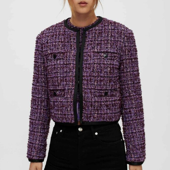 Maje Other - Maje Purple quilted tweed jacket NWT $535 Size 40